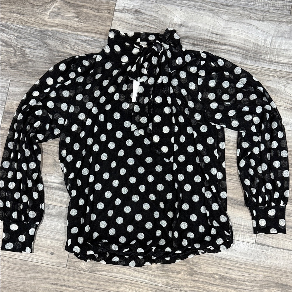 Elegant Black and White Polka Dot Blouse